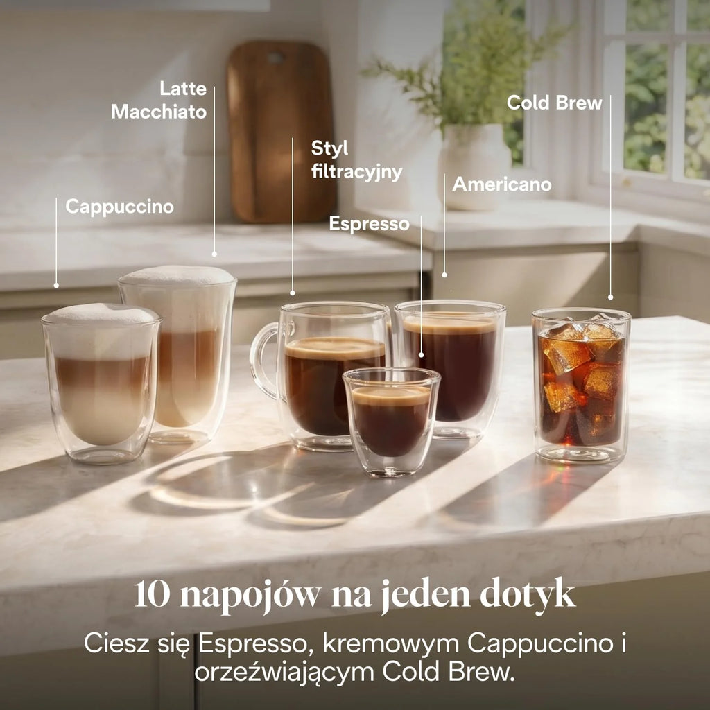 De'Longhi Rivelia Start - Automatyczny Ekspres do Kawy 10 Napojów Beżowy