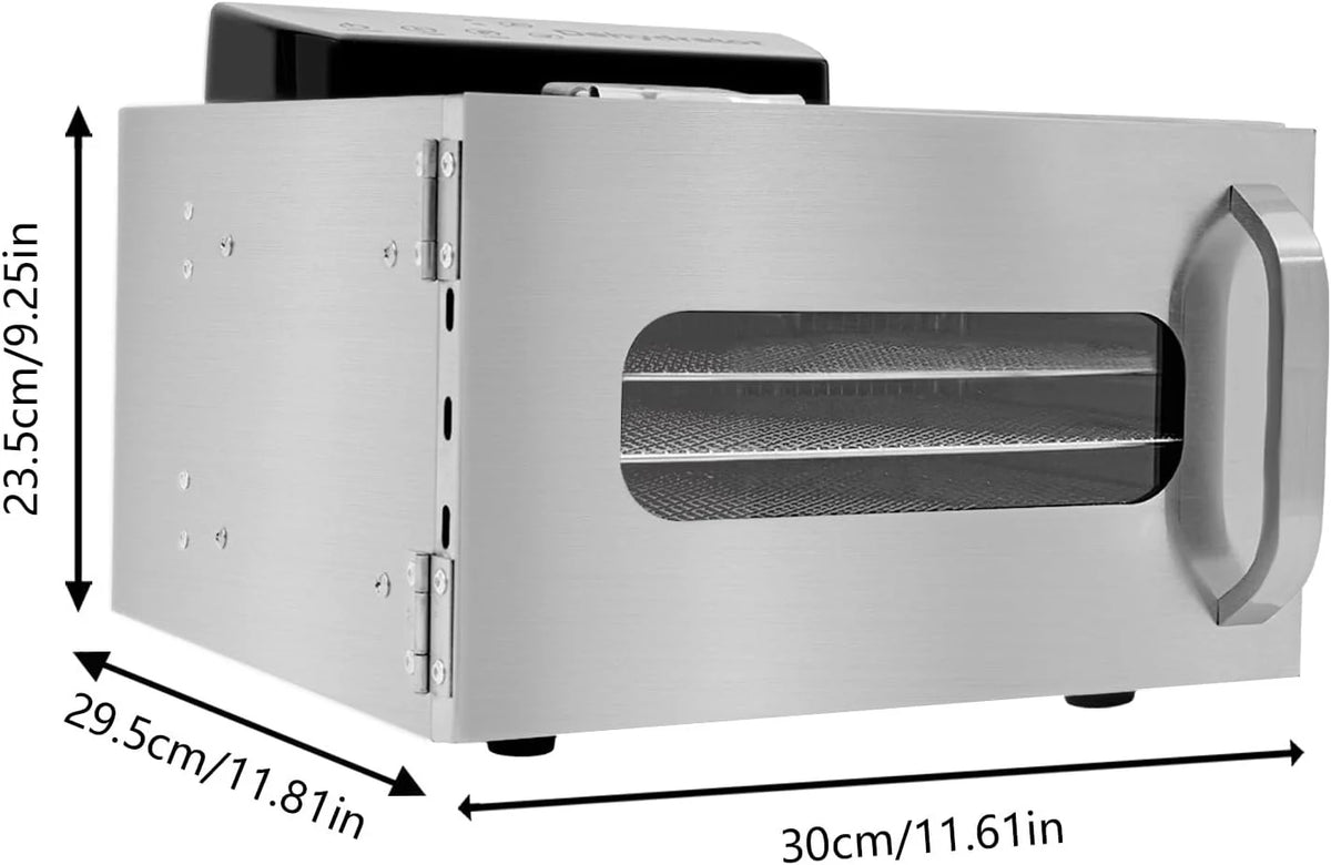 Suszarka do żywności, 400 W, 6 poziomów, 220 V, ze stali nierdzewnej, regulowana temperatura 30-85℃, odwadniacz na blacie stołu, 24-godzinny timer, suszarka do żywności do herbaty kwiatowej, owoców