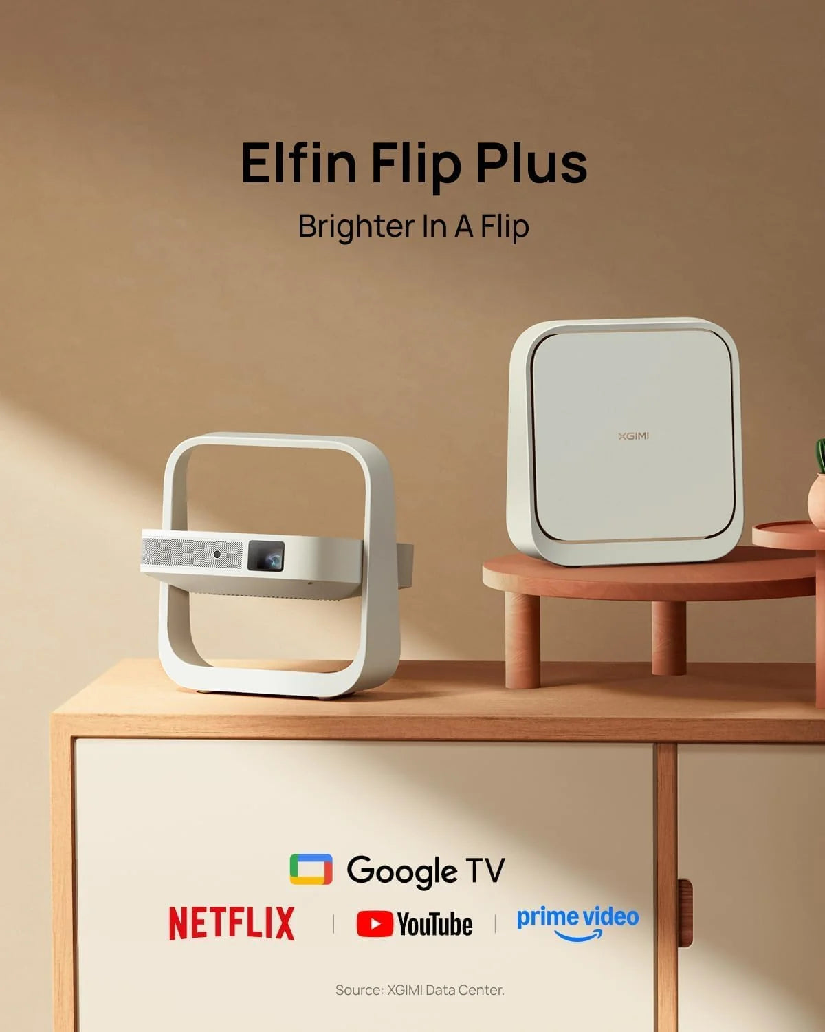 XGIMI Elfin Flip Plus Przenośny projektor, 1080p, z Google TV
