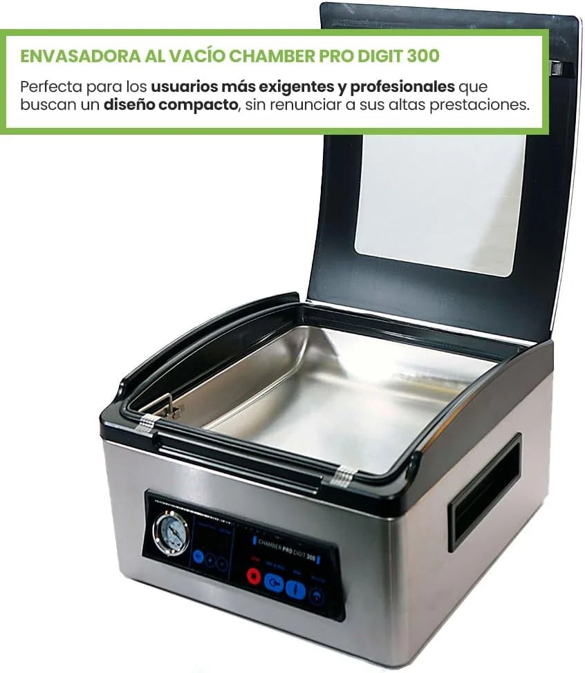 ELMA Profesjonalna pakowarka próżniowa Chamber Pro Digit 300 | Intensywne użytkowanie, listwa zgrzewająca 30 cm, umożliwia pakowanie i zamykanie płynami, 43 x 36 x 23,5 cm, 350 W