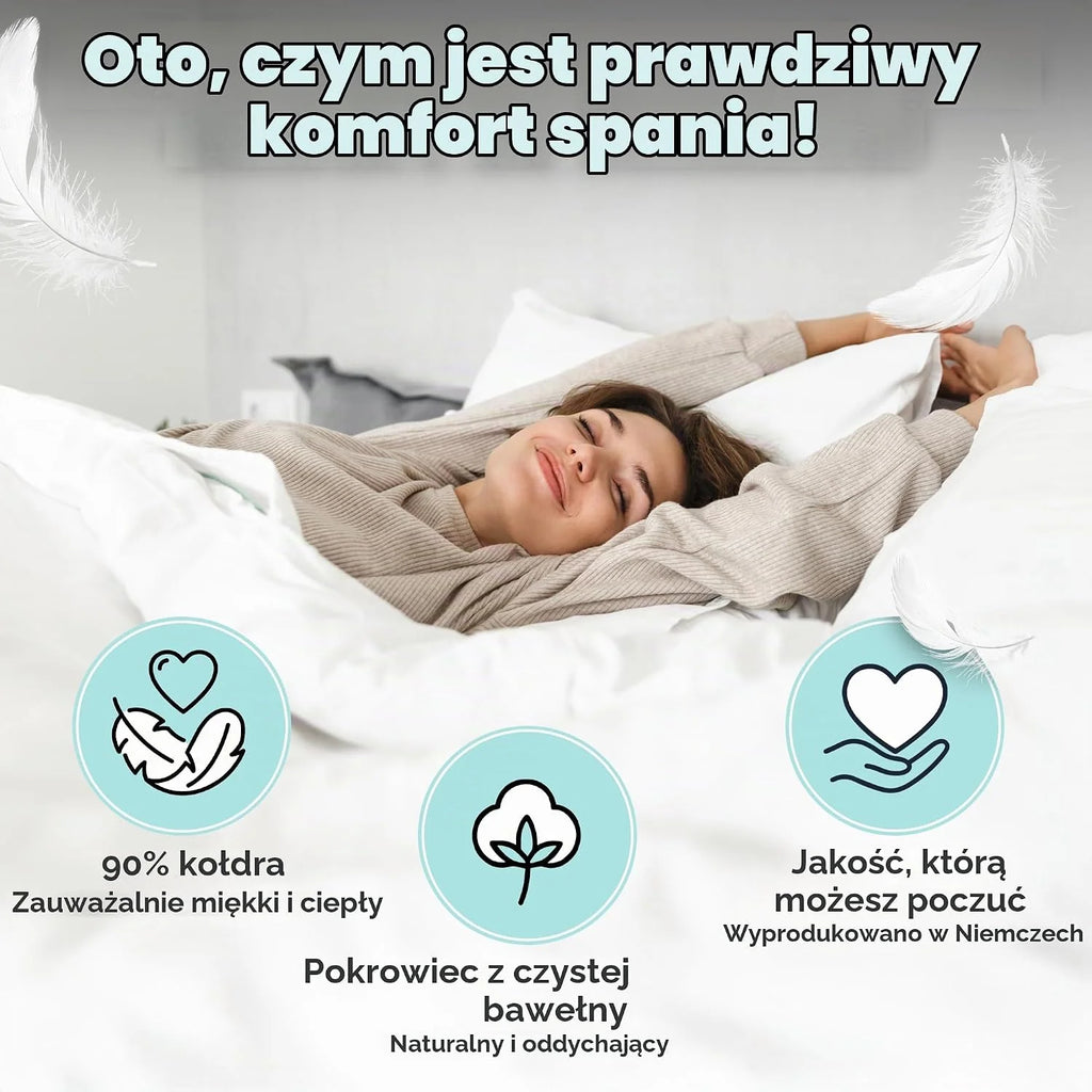 Made in Germany BEFA naturalna kołdra 135 x 200 cm, wykonana z 90% puchu i 10% pierza, kołdra zimowa, nadaje się dla alergików (nomite), certyfikat Öko-Tex 100 klasa 1, certyfikat Downpass