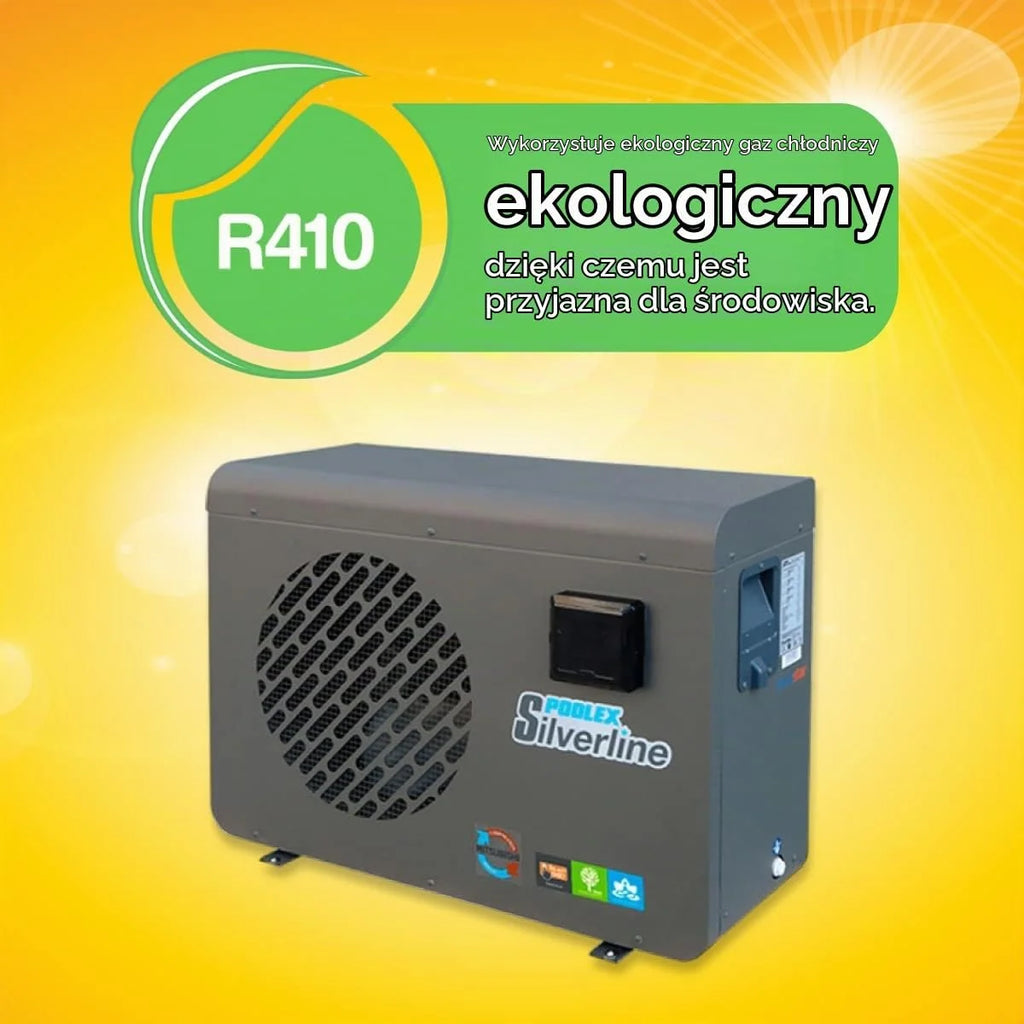 POOLEX - PC-SLP055 Silverline 55 - Cicha i ekonomiczna pompa ciepła basenowa - Wszystkie rodzaje basenów - Sprężarka o wysokiej wydajności - 5,5kW - Pojemność umywalki od 20 do 30m3