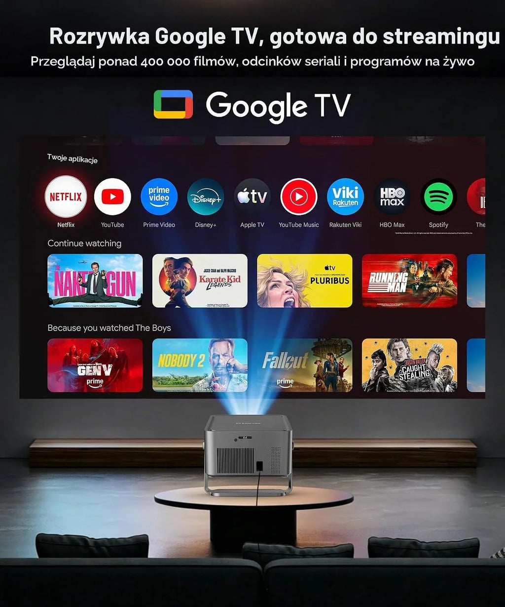 [Google TV & Oficjalne Apps] Projektor Przenośny 800 ANSI, Natywne 1080P