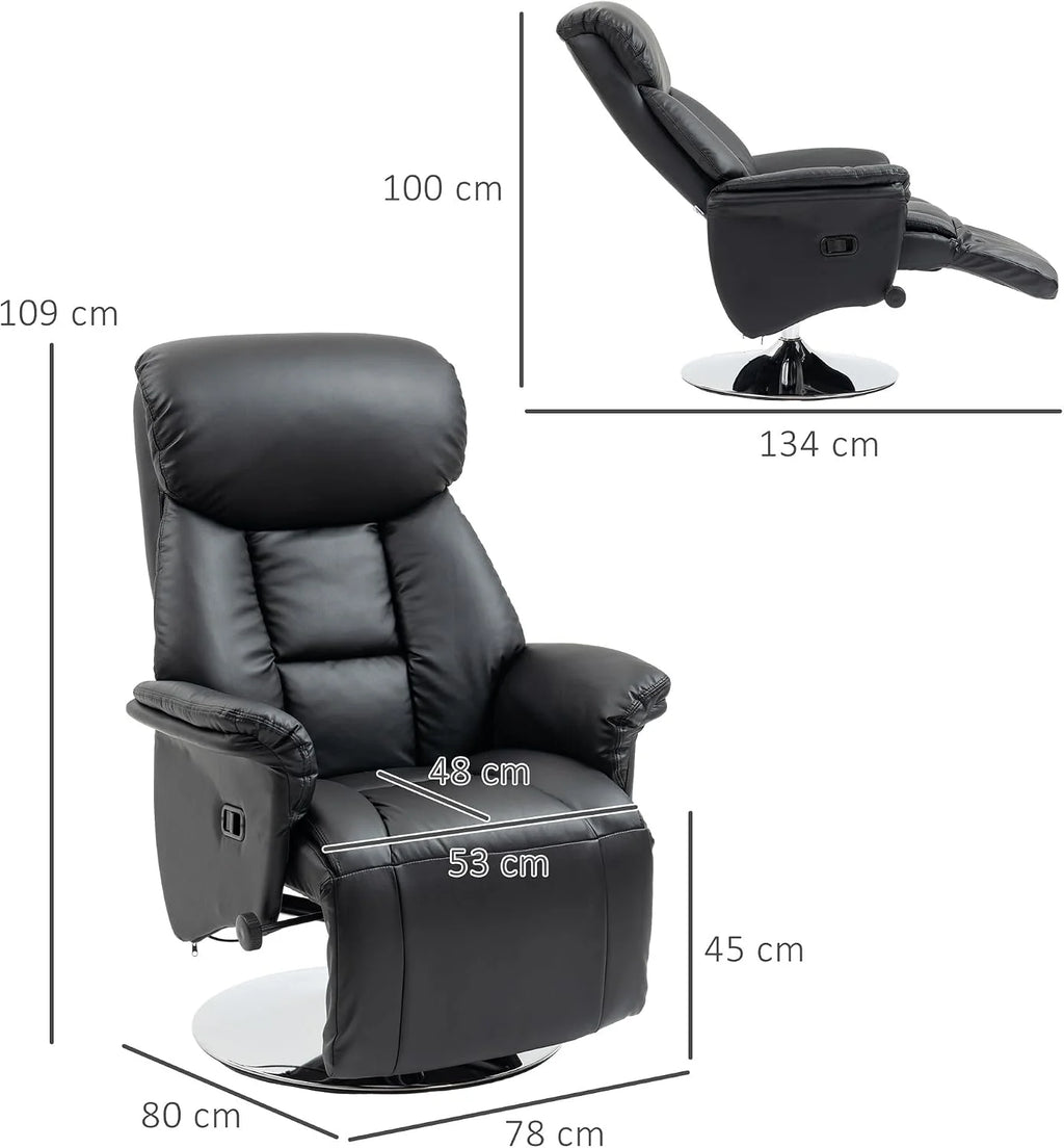 HOMCOM Fotel relaksacyjny TV z funkcją leżenia do 150 kg Czarny