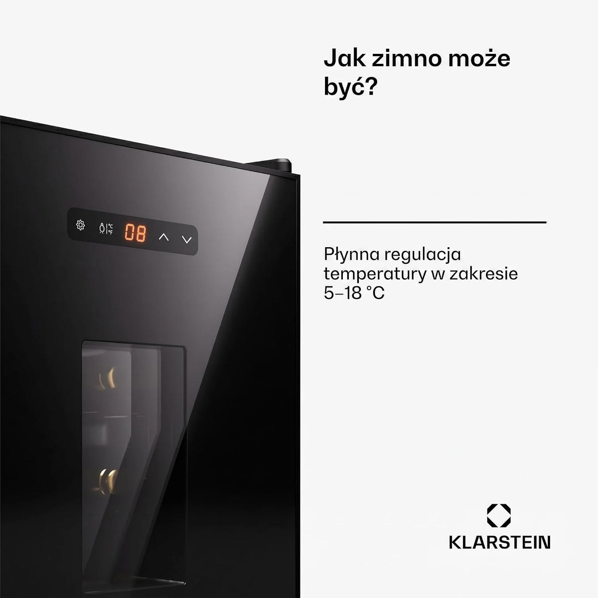 Klarstein Freistehender Weinkühlschrank, 1 Zonen Getränkekühlschrank Klein, Kleiner Weinschrank, Wein-Kühlschrank mit Glastür, Leiser Flaschenkühlschrank für Wein & Bier, 5-22°C, 16 Flaschen