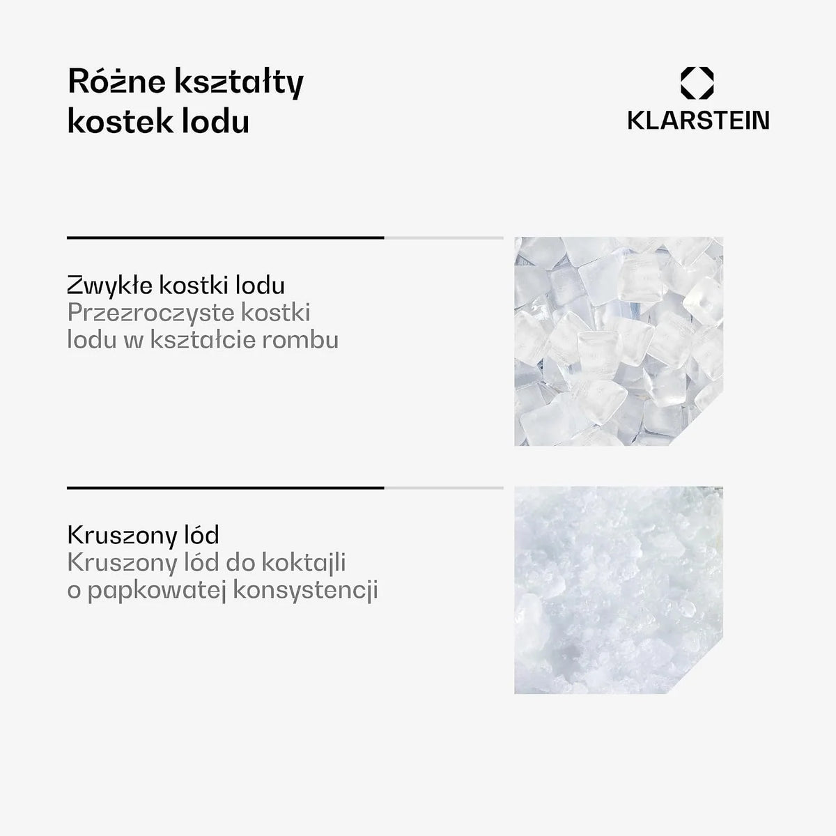 Klarstein Kostkarka do lodu Mała, 3L wytwornica lodu, Kostkarka na 20kg kruszonego i kostek, Mini Średniej wielkości kostki, Samoczyszcząca wytwornica