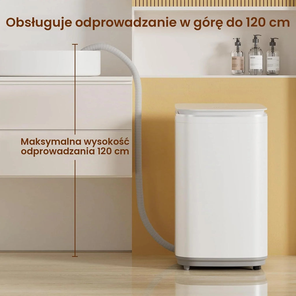 HAVA Mini pralka, pojemność 3 kg, mała pralka i wirówka, w pełni automatyczna, z 8 programami, funkcja prania na gorąco i pompa odpływowa, oszczędność miejsca w mieszkaniu, mieszkaniu i kamperze
