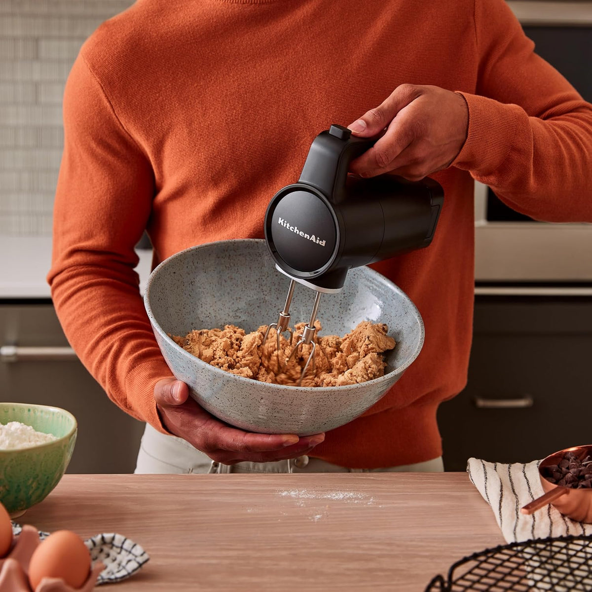 Kitchenaid Bezprzewodowy mikser ręczny Go Cordless - elektryczny mikser z 7 stopniami prędkości, 2 trzepaczki turbo, akumulator w zestawie, czarny