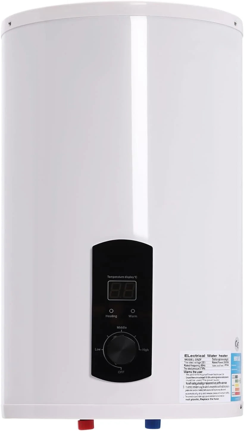 Elektryczny zbiornik ciepłej wody, 30 litrów, bojler ciepłej wody, 2000 W, wiszący bojler, elektryczny podgrzewacz wody, 25-75°C, regulowana temperatura