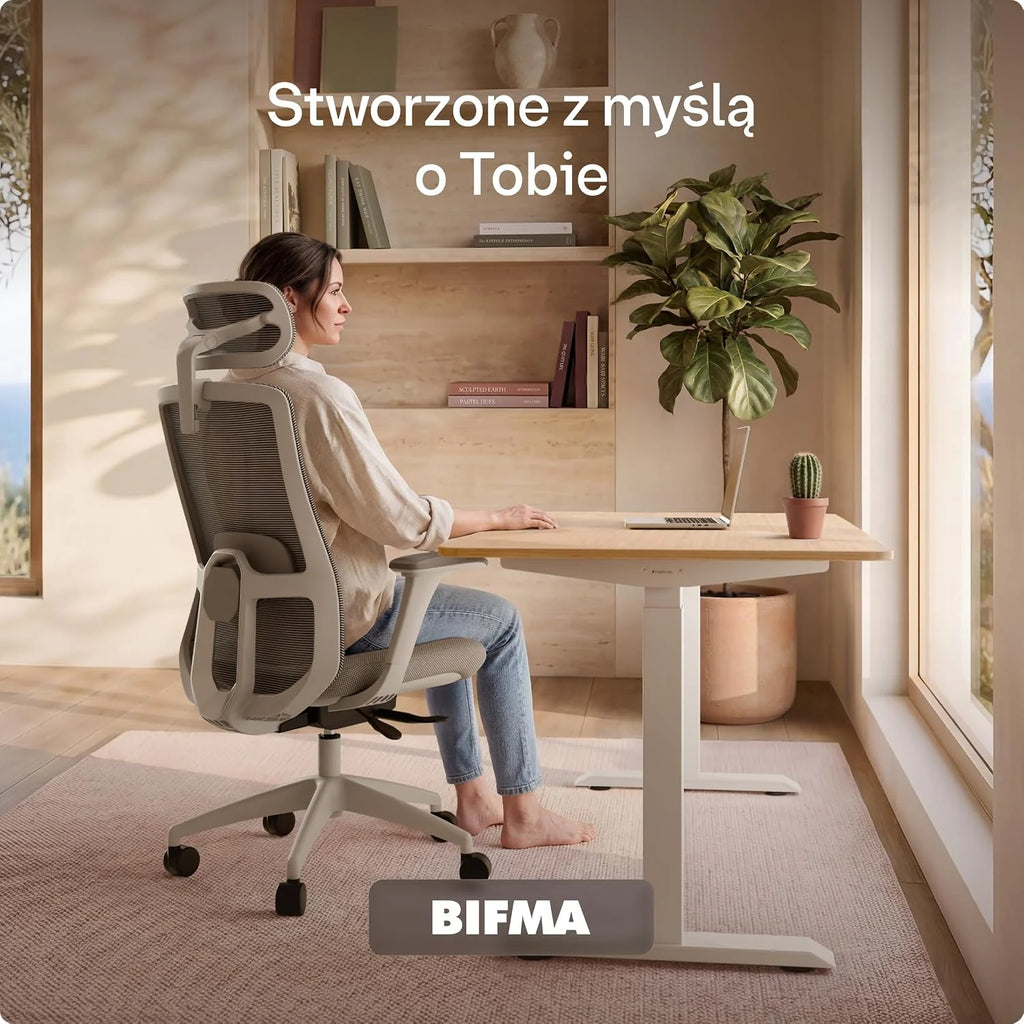 Desktronic Regulowane, ergonomiczne krzesło biurowe | krzesło do biurka z podparciem okolic lędźwiowych, regulacja wysokości – zaprojektowane z myślą o europejskim ciele – oddychająca tkanina