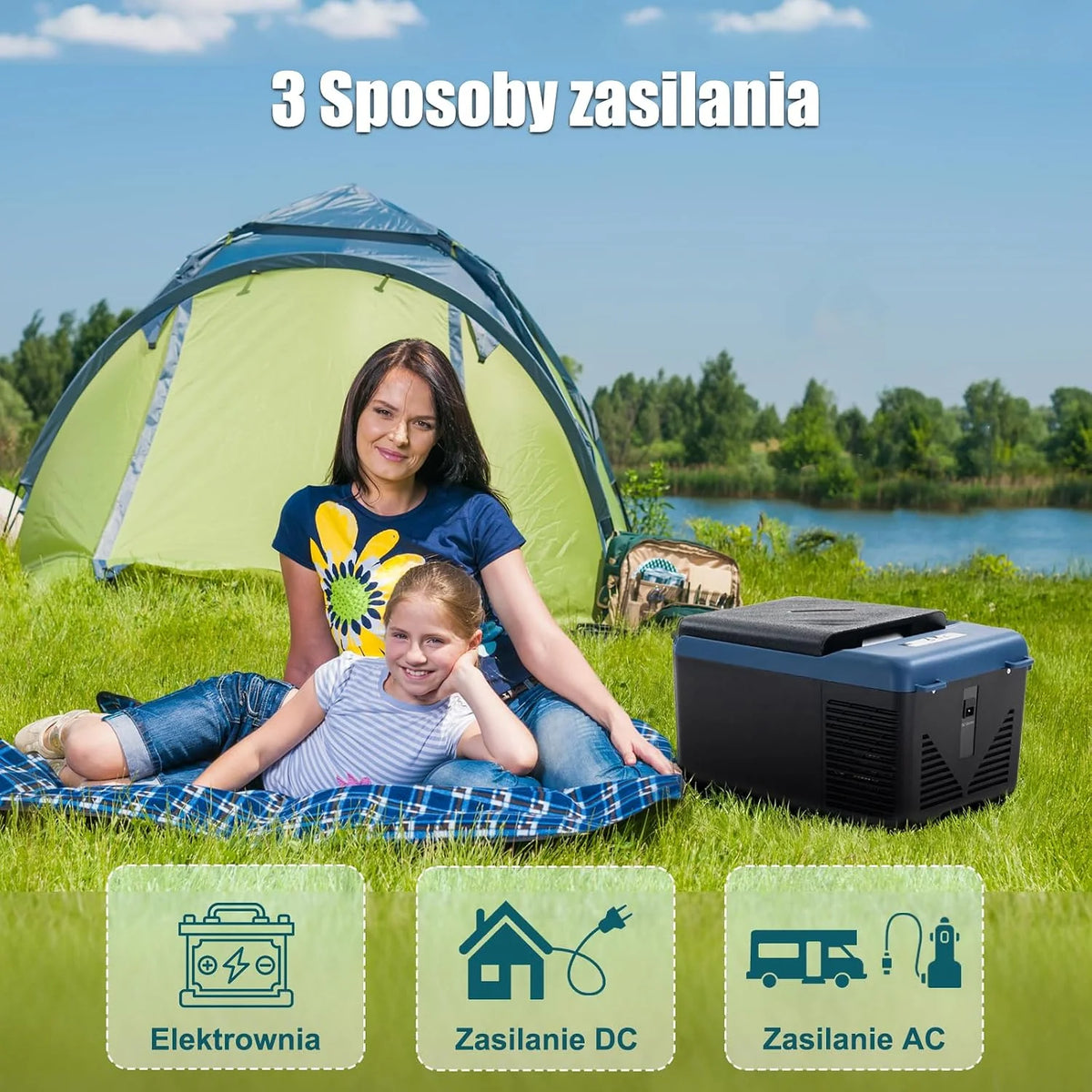 KI9 9L Mini Lodówka Przenośna Lodówka Samochodowa Zamrażarka 12/24V DC, Do Podróży, Pikniku, Kempingu, Użytku Zewnętrznego, od -20℃ do 20℃
