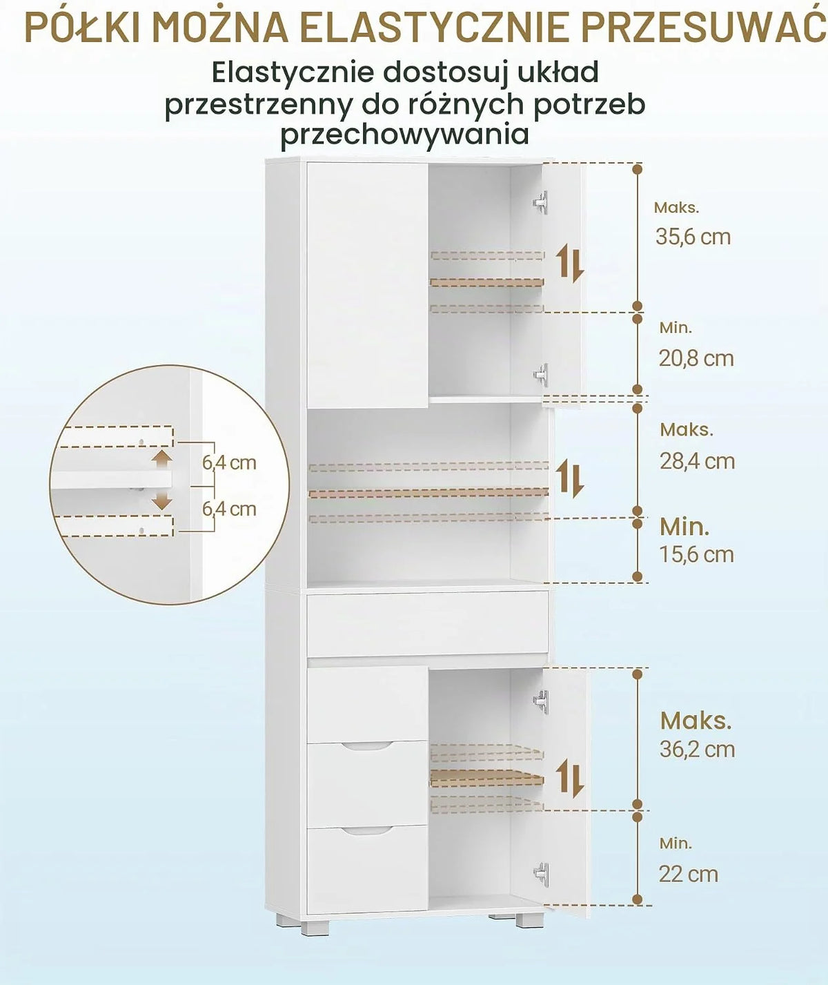 Hzuaneri Szafka łazienkowa z regulowaną półką, 4 szuflady