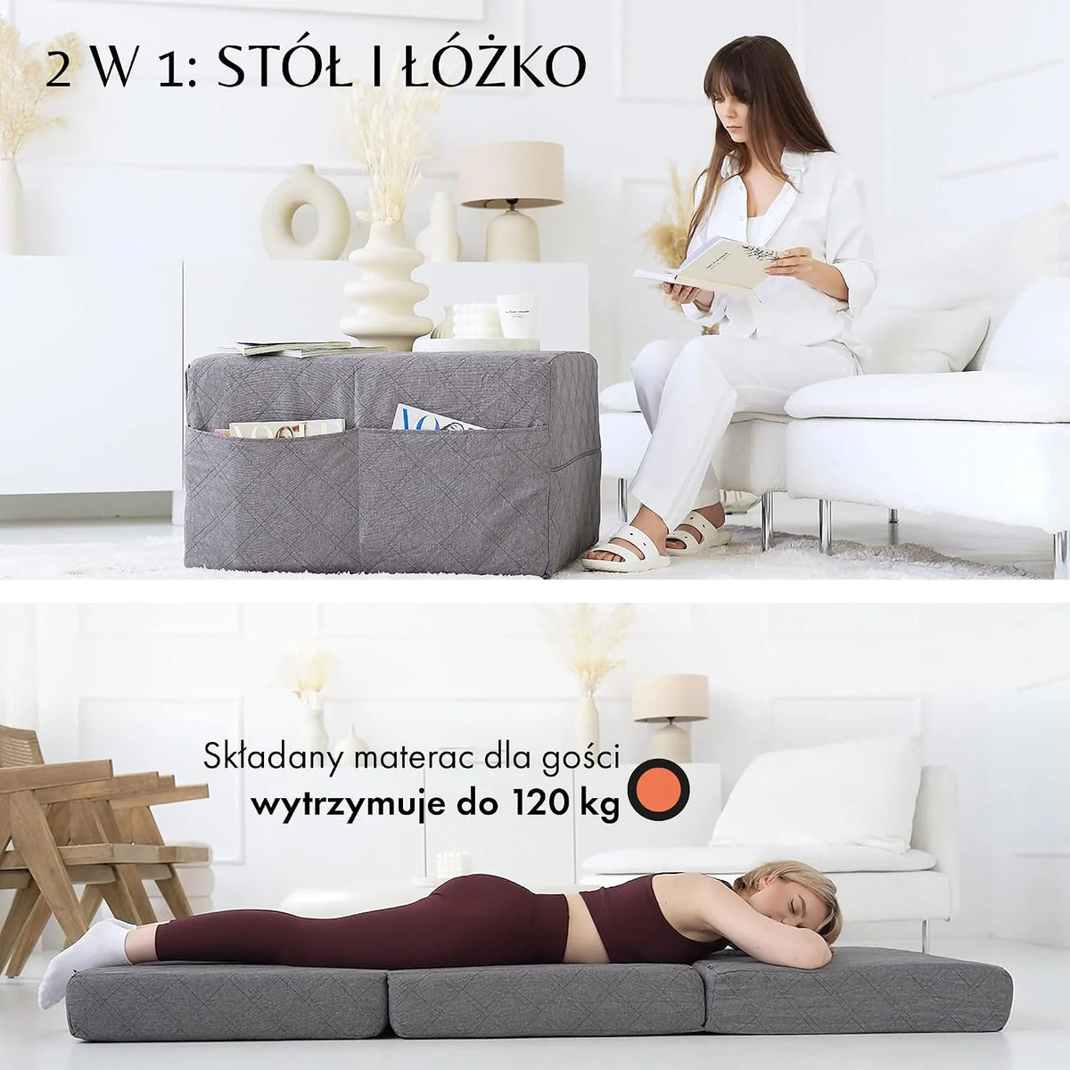 Materac składany 75x195 cm, 14 cm – wygodny materac dla gości, składany