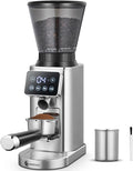 AMZCHEF Elektryczny młynek do kawy ze zdejmowanym uchwytem na sitko i pojemnik, młynek do kawy, z 24 stopniami mielenia, regulowany do espresso/Drip/Pour Over/Cold Brew/French Press
