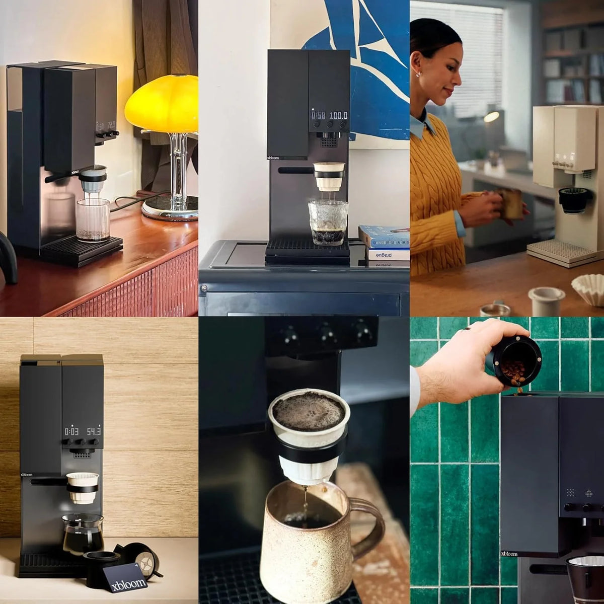 xBloom Studio – automatyczny ekspres do kawy z młynkiem i czujnikiem fali, ekspres do kawy z 3 trybami automatyki, Midnight Black, 220-240 V