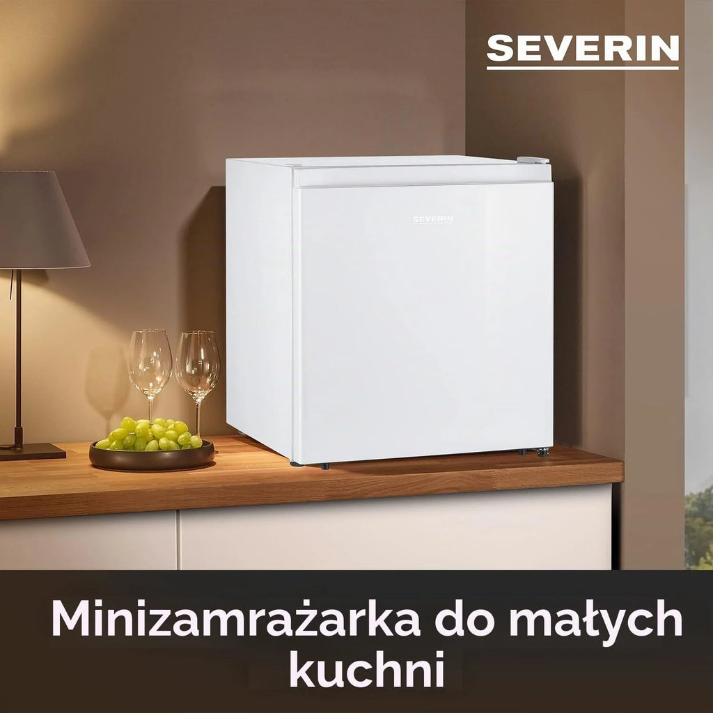 SEVERIN Mini zamrażarka, zamrażarka z zamrażarką do -18°C, mini zamrażarka ze szklaną półką, mini zamrażarka stołowa dla małych gospodarstw domowych, pojemność użytkowa 32 l, biała, GB 8886
