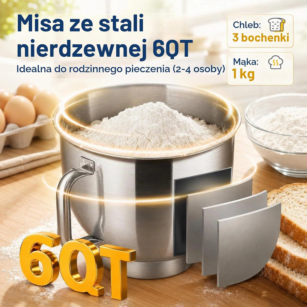 VIVOHOME Mikser Stojący 1500W, 10 Prędkości 5,7L Elektryczny Mikser Kuchenny z Głowicą Odchylaną, Mieszadłem, Hakiem do Ciasta, Trzepaczką i Separatorem Jajek, Czarny