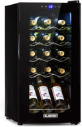 Klarstein Shiraz, chłodziarka do wina - mini lodówka, lodówka do wina, winiarka, kompaktowa chłodziarka na wino, przejrzysty dotykowy panel, led oświetlenie wnętrza, kolor czarny, wariant: 44l, 15 butelek
