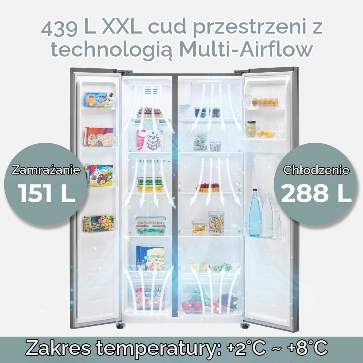 Lodówka typu side-by-side Bomann®, Dystrybutor wody ze zbiornikiem, Klasa energetyczna D, 177 cm, NoFrost, 5-letnia gwarancja na kompresor, Lodówka z zamrażalnikiem, System MultiAirflow