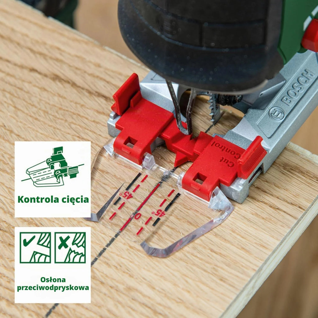 Bosch Akumulatorowa wyrzynarka AdvancedSaw 18V-140 (funkcja oscylacji brzeszczotu, silnik bezszczotkowy, głębokość cięcia w drewnie/stali/alu: 140mm/10 mm/20 mm, 3 brzeszczoty; 2.0Ah i ładowarka)