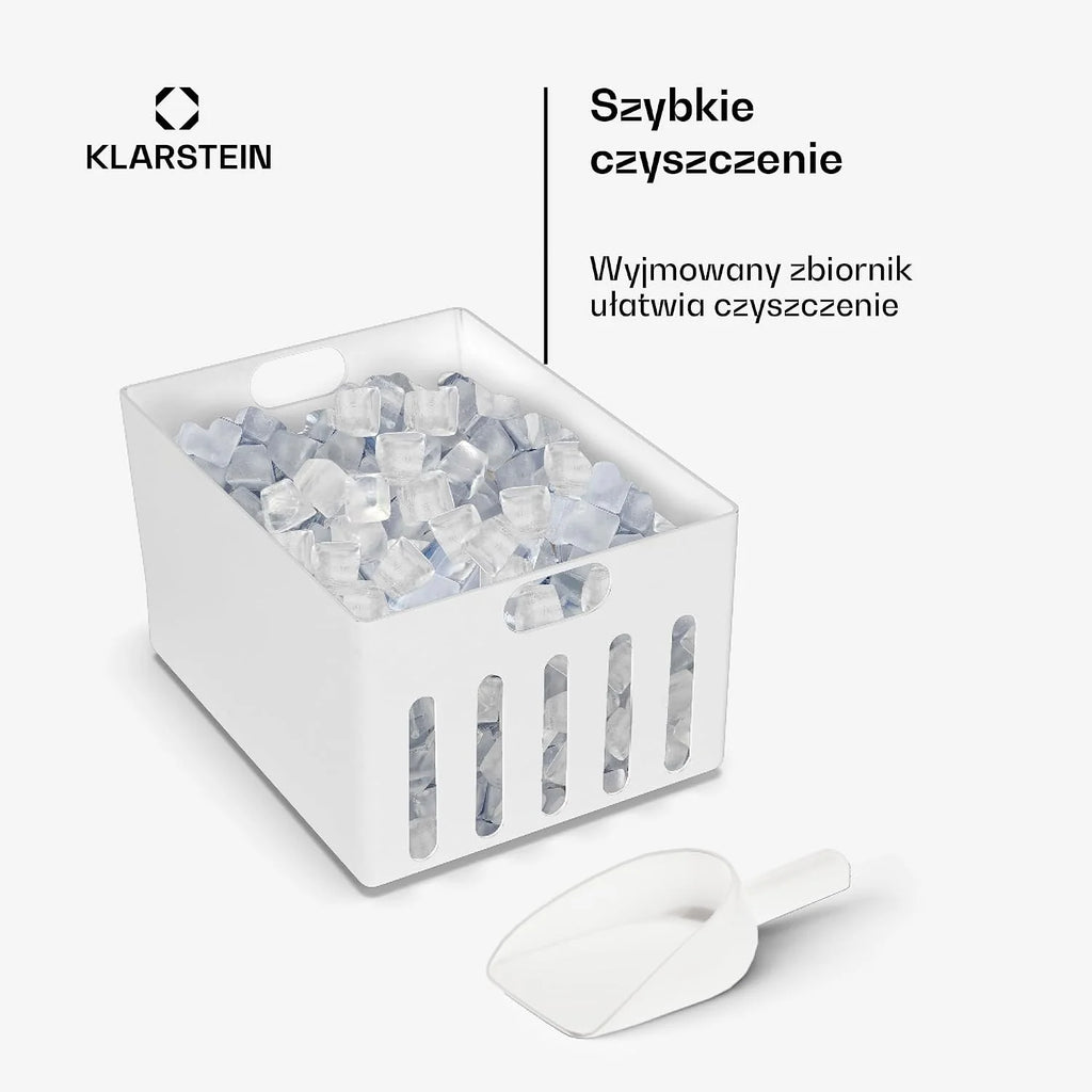 Klarstein Kostkarka do lodu Mała, 3L wytwornica lodu, Kostkarka na 20kg kruszonego i kostek, Mini Średniej wielkości kostki, Samoczyszcząca wytwornica