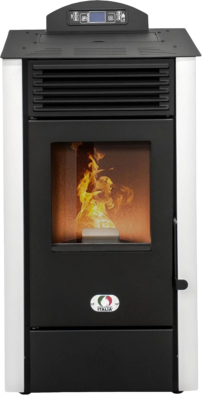 STUFE A PELLET ITALIA California 10 KW WiFi | Piecyki na pellet 90% wydajności Ogrzewa 80m² Autonomia 20 godz. Programowalne sterowanie WiFi 5 prędkości i mocy Kompaktowa konstrukcja 24M