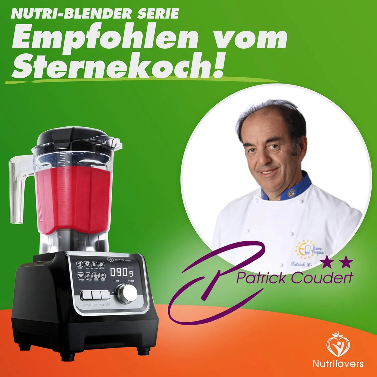 NUTRI-BLENDER MAX+ wysokowydajny blender 2000 W, profesjonalny - 2 l, Tritan, nie zawiera BPA, 9 poziomów, cyfrowy minutnik z książką z przepisami