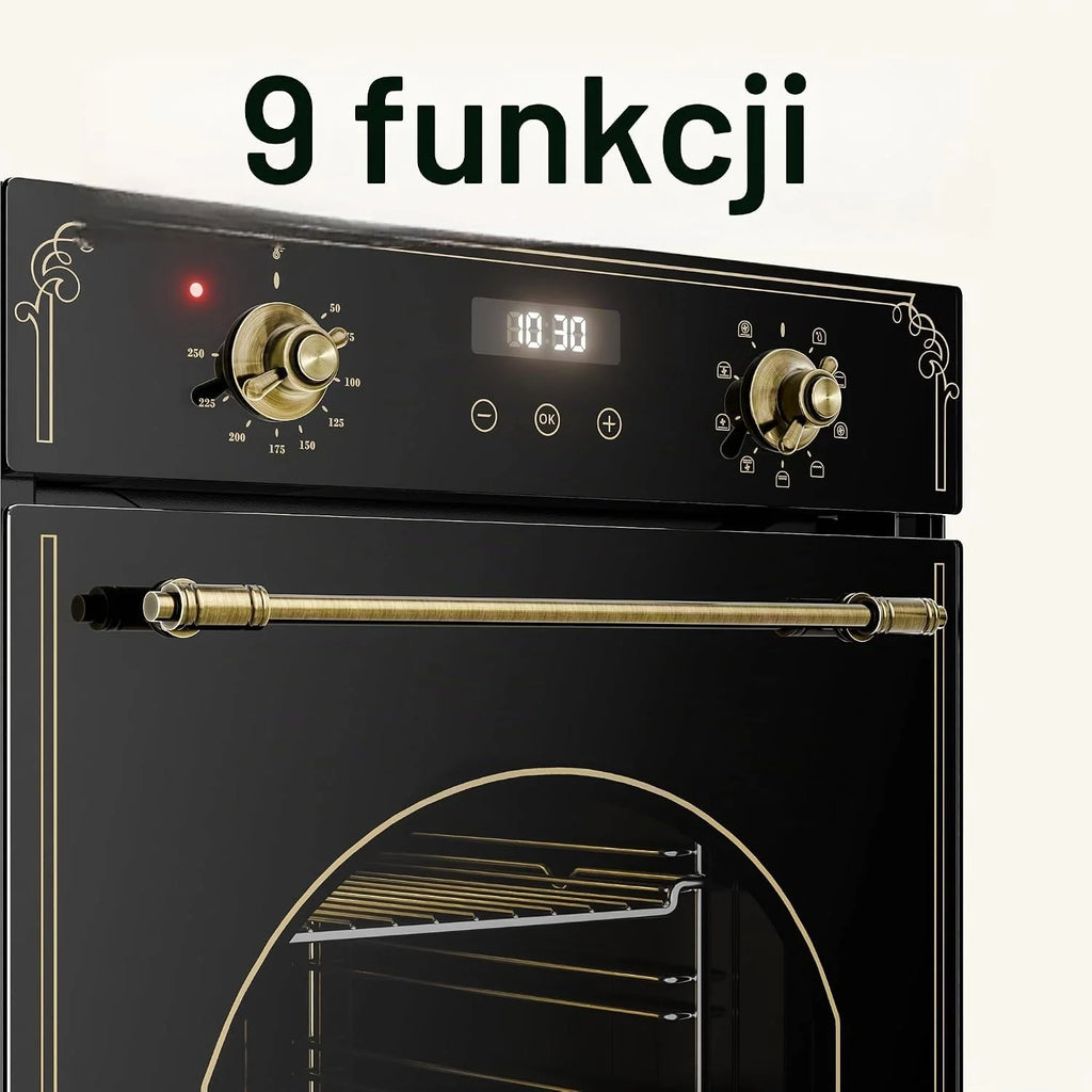 Klarstein Elizabeth Slim Piekarnik Elektryczny Wbudowany – 45 cm, 49 L, 9 Funkcji, Czyszczenie Parą, Cyfrowy Timer, Grill Wentylowany, Czarne Szkło, Klasa Energetyczna A