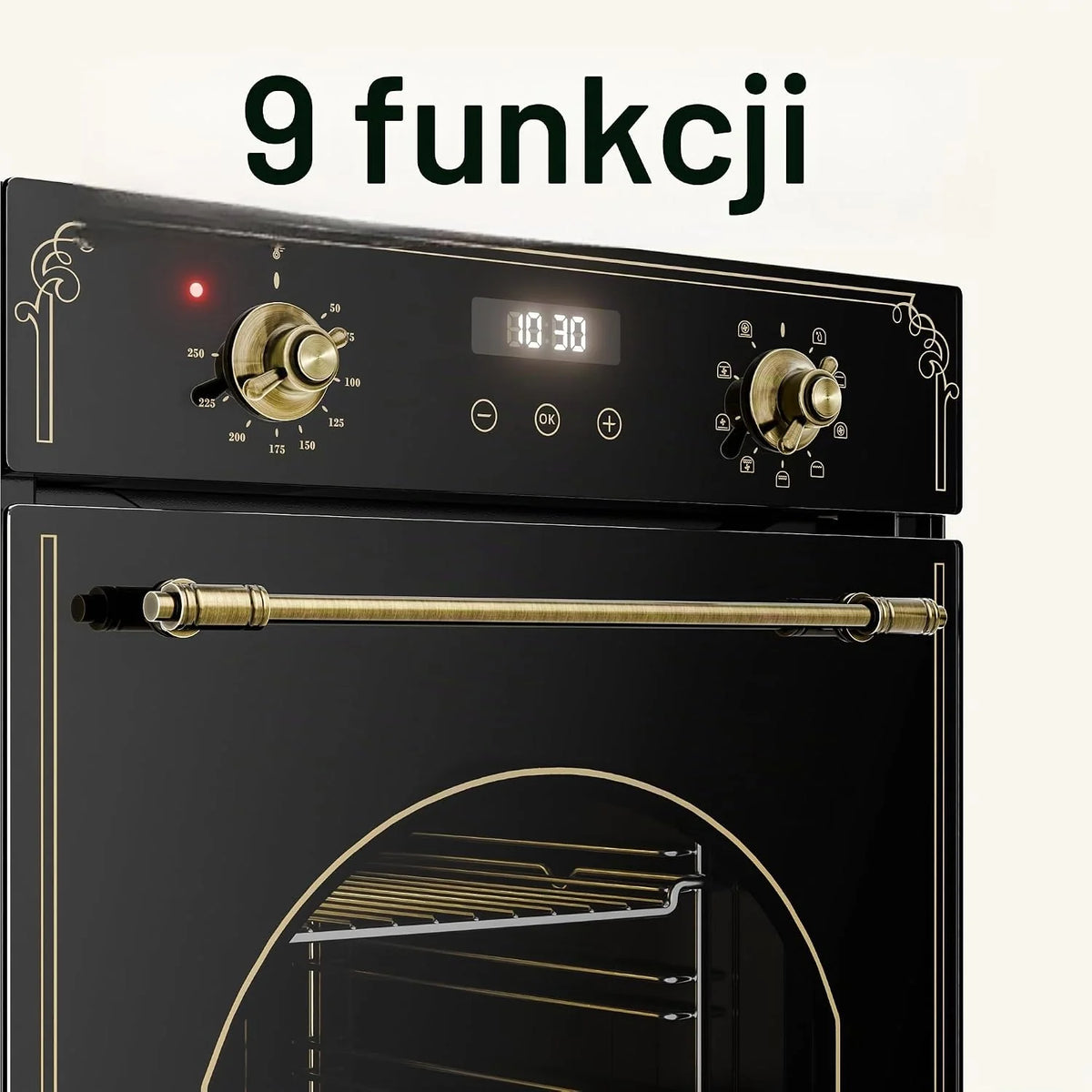 Klarstein Elizabeth Slim Piekarnik Elektryczny Wbudowany – 45 cm, 49 L, 9 Funkcji, Czyszczenie Parą, Cyfrowy Timer, Grill Wentylowany, Czarne Szkło, Klasa Energetyczna A