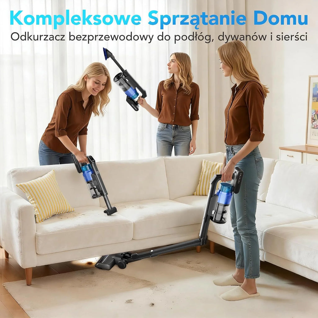 Greenote GSC80 Bezprzewodowy Odkurzacz Pionowy 45KPa/600W, ze Stacją Ładowania, Czas Pracy do 60 Min, Składana Rura, Ekran Dotykowy, Szczotka Anti-Tangle do Sierści Zwierząt, Dywany i Twarde Podłogi