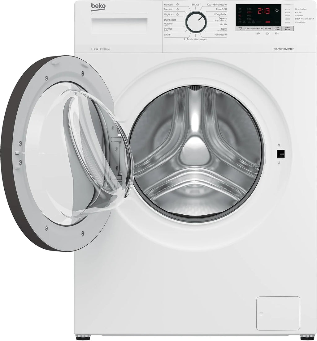 Beko WLM81434NPSA pralka wolnostojąca, w pełni automatyczna, 8 kg, SteamCure, funkcja uzupełniania AddXtra, wybór wirowania 1400 obr./min, higiena + nadaje się dla alergików, biała