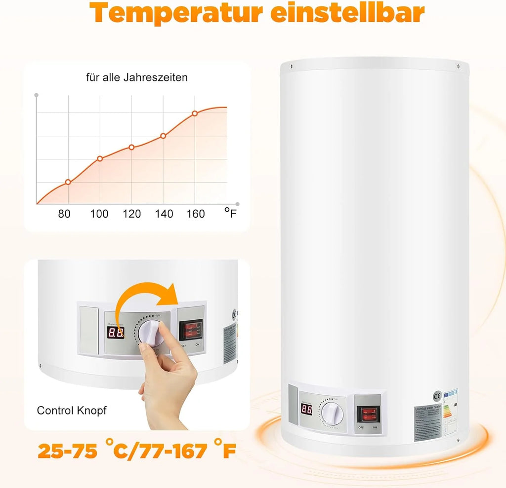 Bojler ciepłej wody 80 l, akumulator elektryczny, bojler, elektryczny zbiornik magazynowy, 220 V, ścienny podgrzewacz wody, prysznic z urządzeniem prysznicowym i zabezpieczeniem przed wyciekiem