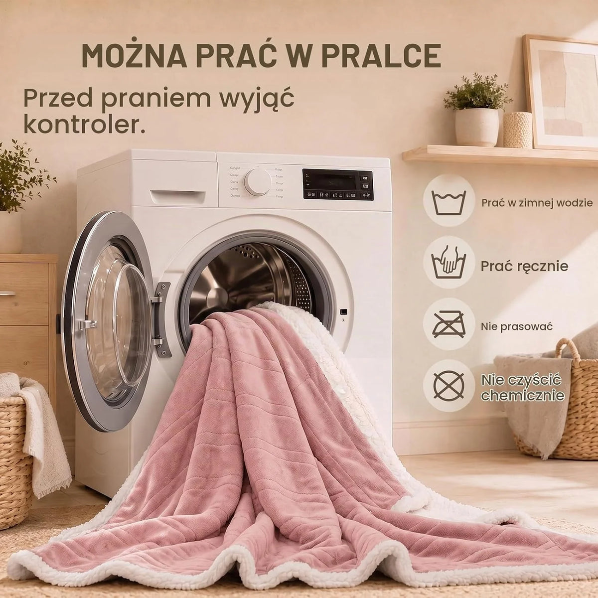 Przenośny koc grzewczy z rękawami, elektryczny koc termiczny z kieszenią na nogi, 6 stopni grzania i 2~10 godzin, automatyczne wyłączanie, różowy, 127 x 177,8 + 45,7 cm