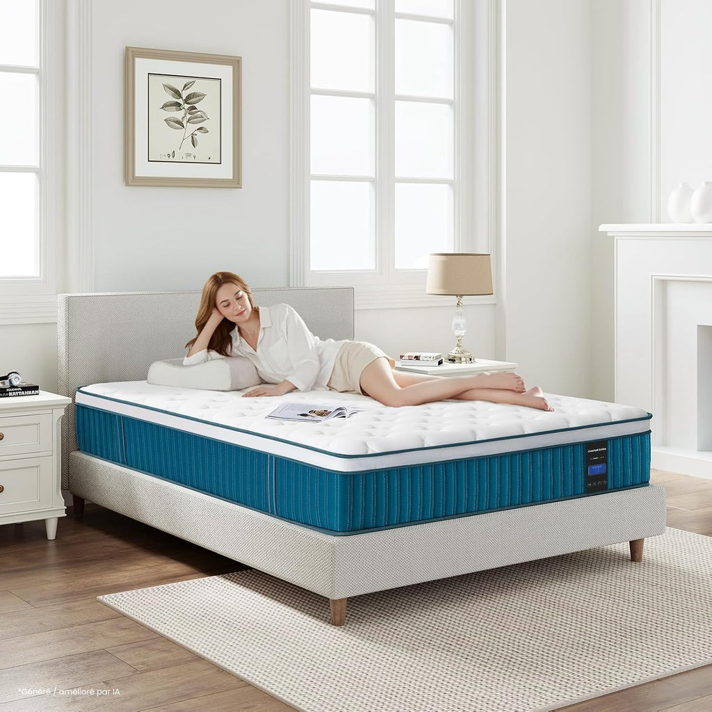 Coolvie Materac 160 x 200 cm w pudełku, 7-strefowy stopień twardości H2 i H3, ortopedyczny materac ze sprężynami kieszeniowymi 26 cm z odciążającą plecy pianką memory, certyfikat Oeko-Tex, dla dzieci