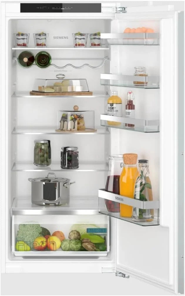 Siemens KI41RVFE0 iQ300 lodówka do zabudowy, wnęka 122,5 x 56 cm, płaski zawias, 204 l, oświetlenie LED, równomierne oświetlenie, freshBox do chrupiących owoców i warzyw