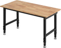 VEVOR Regulowany stół warsztatowy, nośność 680 kg, stół warsztatowy z drewna dębowego 122 x 61 cm, z regulacją wysokości 66-102 cm, drewniany stół roboczy