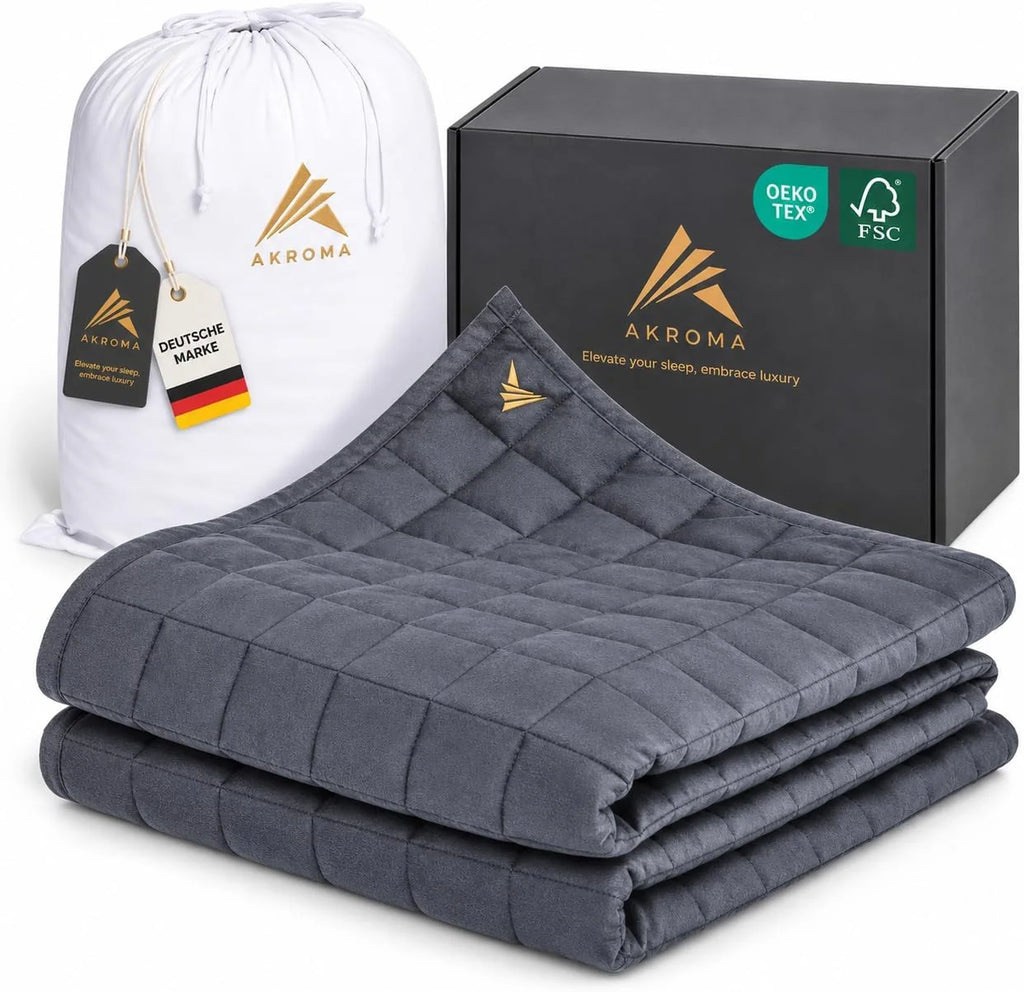 Akroma Koc obciążeniowy klasy premium 155 x 220 cm, 12 kg, antystresowy, ciężki koc dla lepszego snu, koc relaksacyjny przeciwko zaburzeniom snu, 100% bawełna (OekoTex)