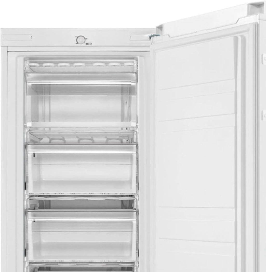 Edesa EZS-1412 WH zamrażarka statyczna wysokość 1,42 m zimna jednorodna regulacja mechaniczna temperatura 5 szuflad duża pojemność 160 l klamka dwustronna biała