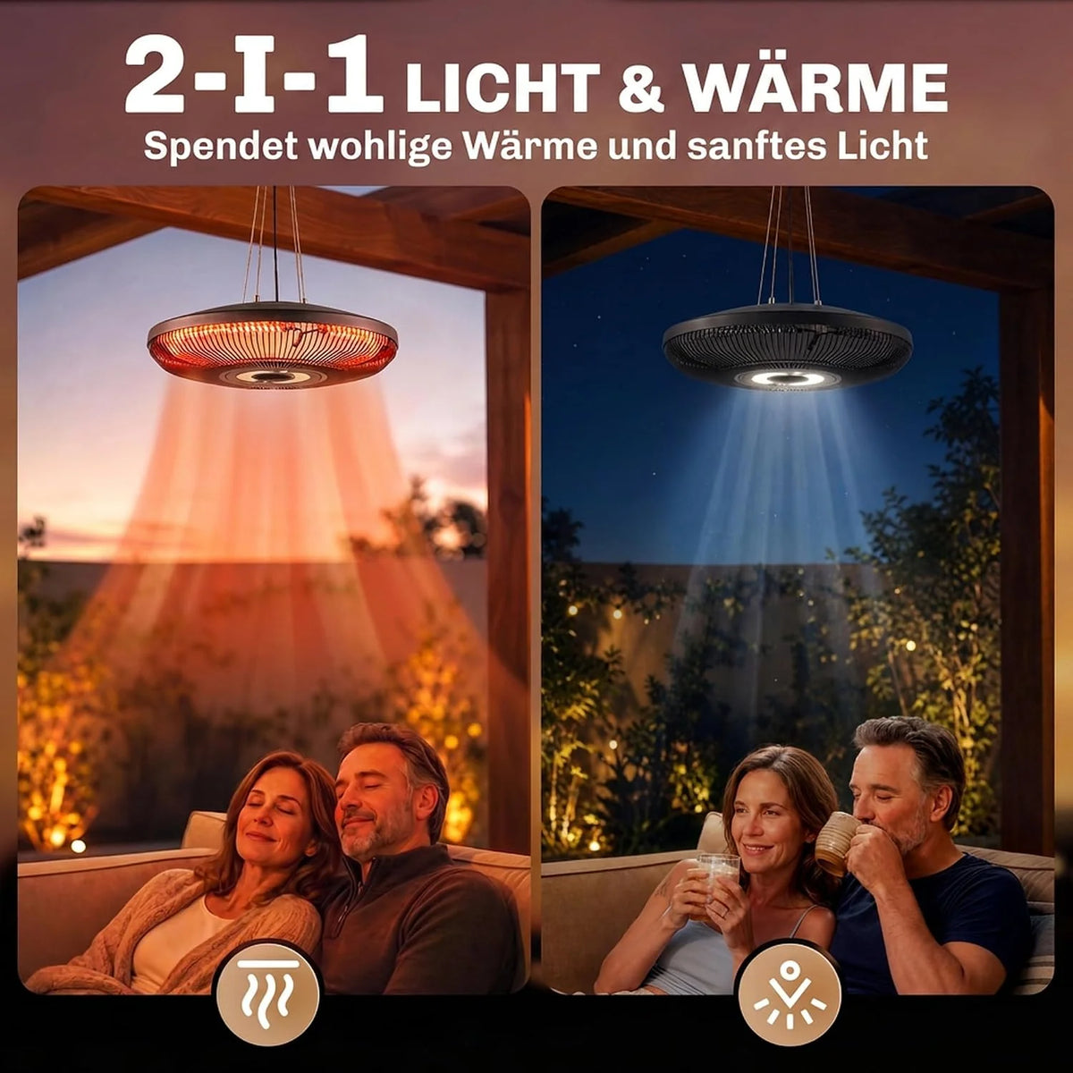 Outsunny Wiszący promiennik podczerwieni 2000 W z włókna węglowego