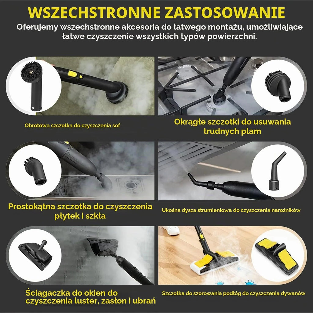 Odkurzacz parowy 2000 W, 5 bar, wielofunkcyjny, zbiornik 2 l