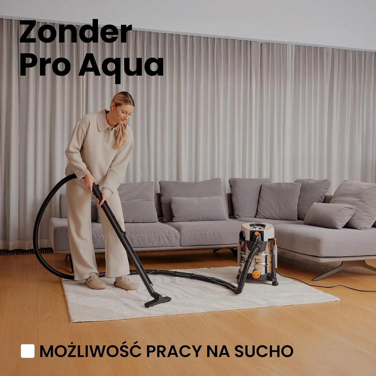 ZEEGMA ZONDER PRO AQUA Odkurzacz Piorący do Pracy na Mokro i Sucho 1400W, do Dywanów Samochodu Tapicerki Schodów, Zbiornik na Wodę Czystą 4 L, Zestaw Filtrów oraz Ssawek Piorących