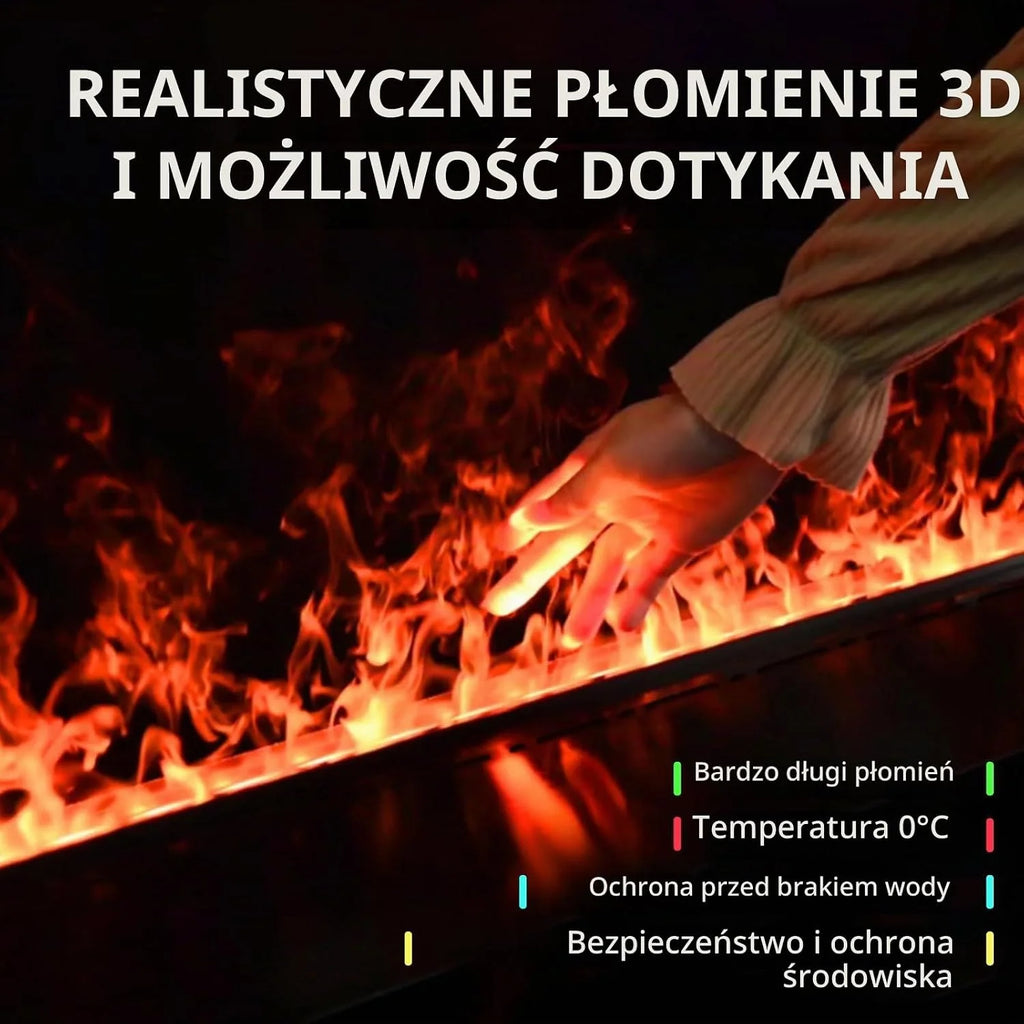 Dekoracyjny kominek elektryczny na parę wodną z nawilżaczem i płomieniem atomizowanym 3D, bardzo cienki panel 3 mm, bez ogrzewania, idealny do dekoracji domu, biura i hotelu (700 mm)