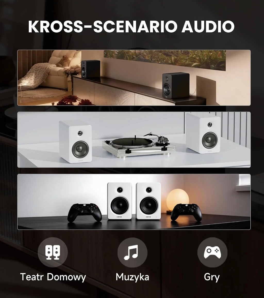 Edifier M90 Głośniki półkowe z 100W RMS i dźwiękiem Hi-Res LDAC，Biały