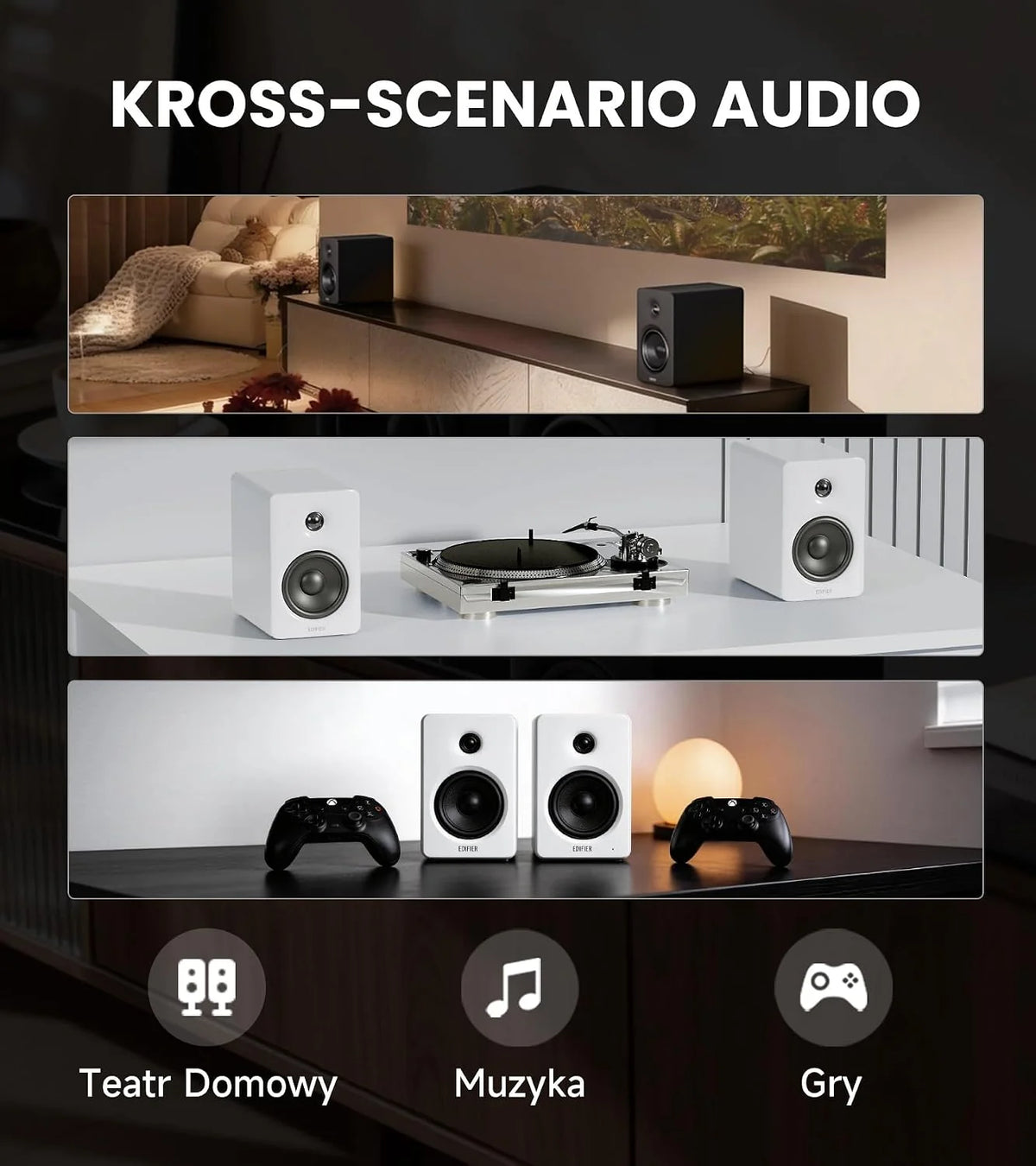 Edifier M90 Głośniki półkowe z 100W RMS i dźwiękiem Hi-Res LDAC，Biały