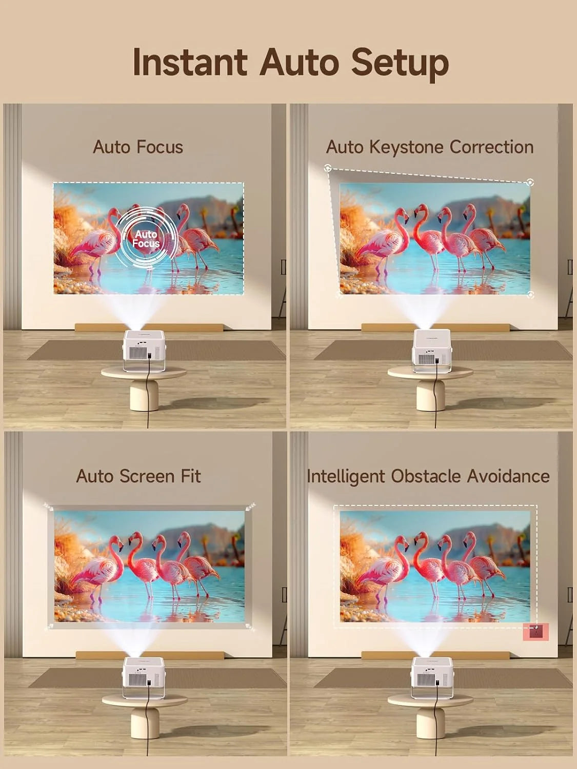 Smart Projektor Przenośny 4K Obsługa Android 14-800 ANSI Natywne 1080P