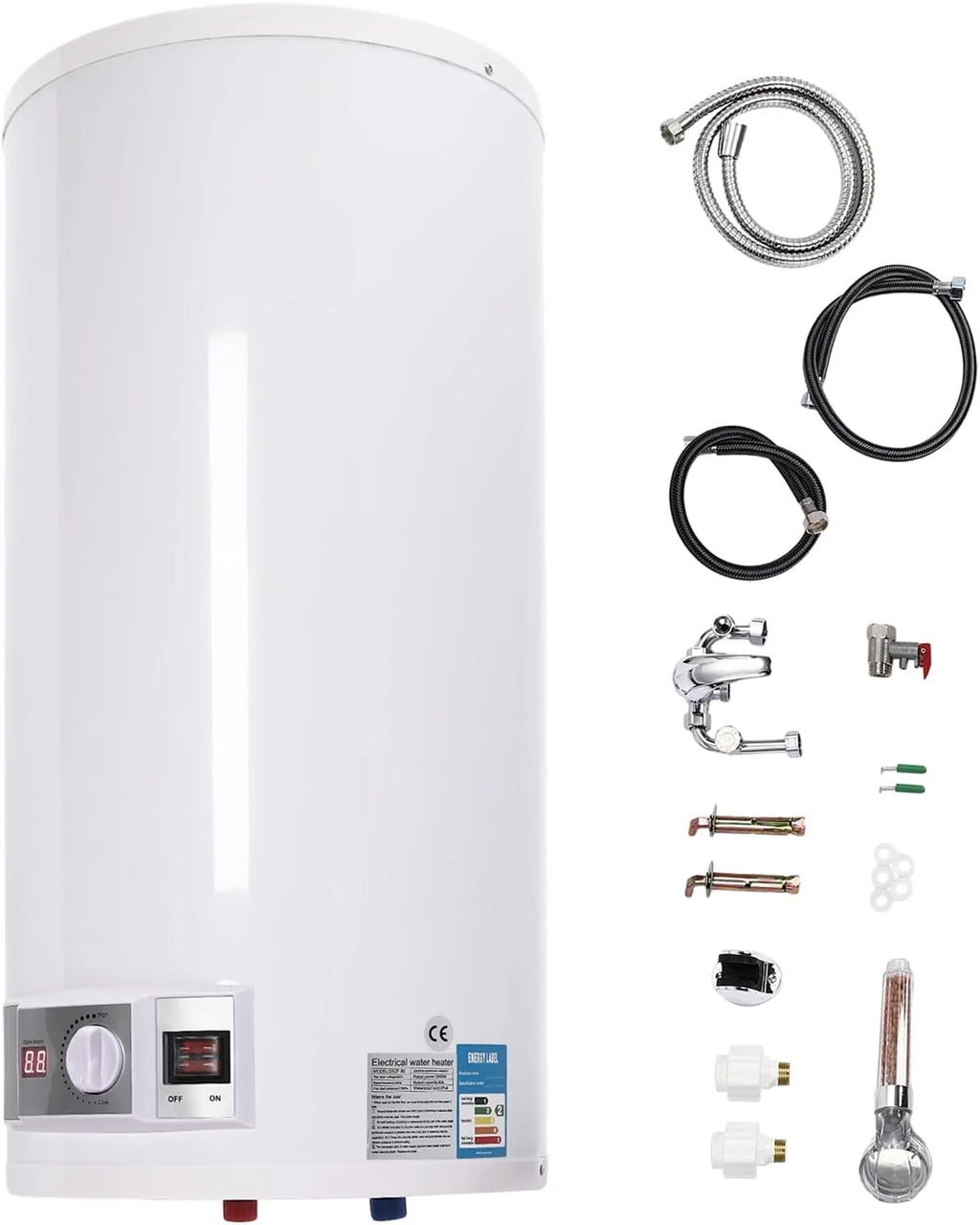 80 l elektryczny zbiornik ciepłej wody, bojler, wiszący bojler, ogrzewanie, emaliowany stalowy pojemnik z wyświetlaczem LED, do kuchni, łazienki, 2000 W