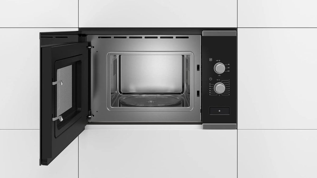 Bosch BFL520MS0 Seria 4 - Zintegrowana kuchenka mikrofalowa, 60 x 38 cm, 21 litrów, stal nierdzewna