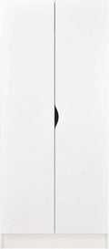 Leomark Biała Drewniana Szafa Dwudrzwiowa z Półkami, 70 x 42,5 x 161,5 cm