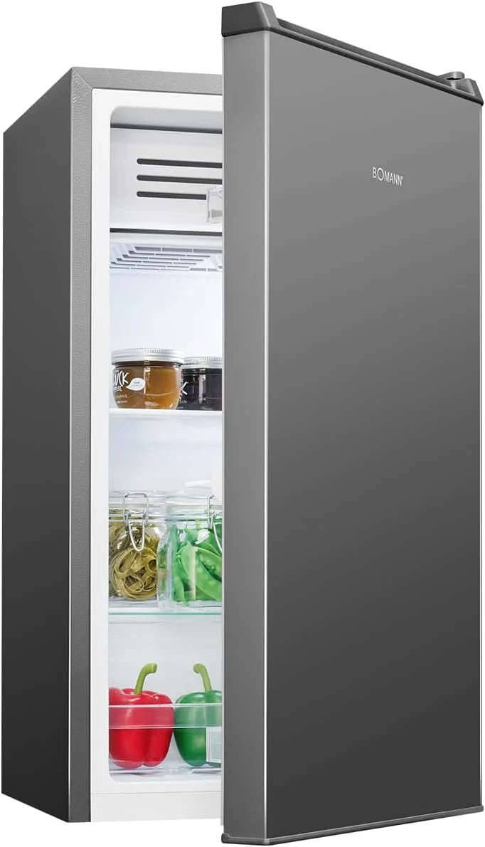 Lodówka Bomann® z zamrażalnikiem, 83 litry, Energooszczędna, cicha i kompaktowa, 0°C - 8°C, płynna regulacja temperatury, 2 półki i szuflada na warzywa, Oświetlenie LED
