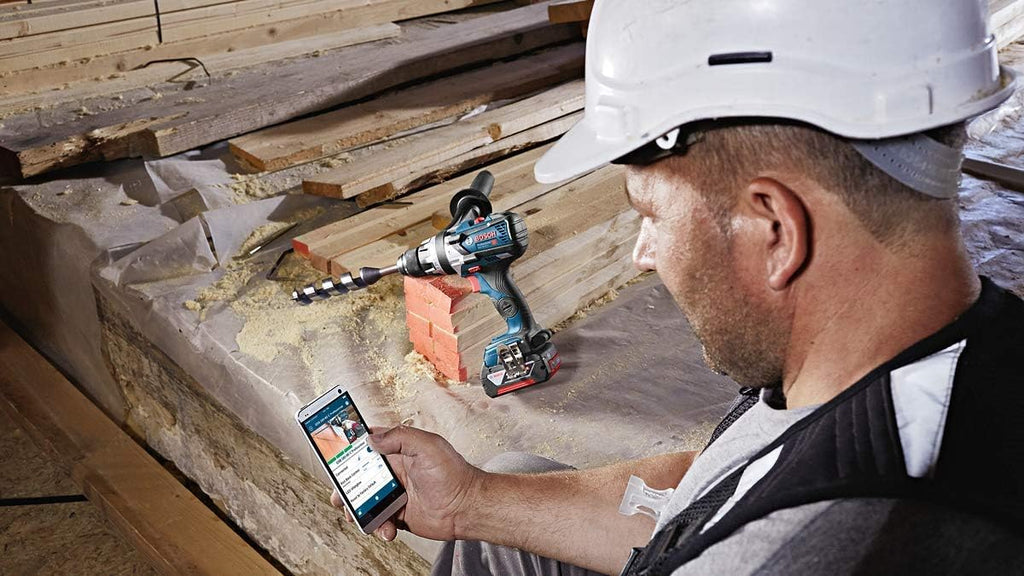 Bosch Professional system 18V: akumulatorowa wiertarko-wkrętarka udarowa GSB 18V-110 C (maks. moment obrotowy 110 Nm, walizka L-BOXX)